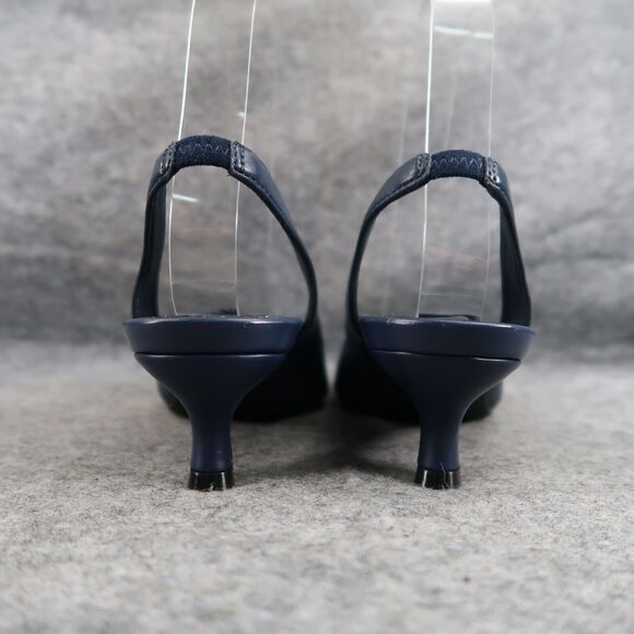 Vionic Shoes Women 5 Pump Kitten Heel Slingback Fashion Career Navy Leather Ziva - Picture 7 of 16